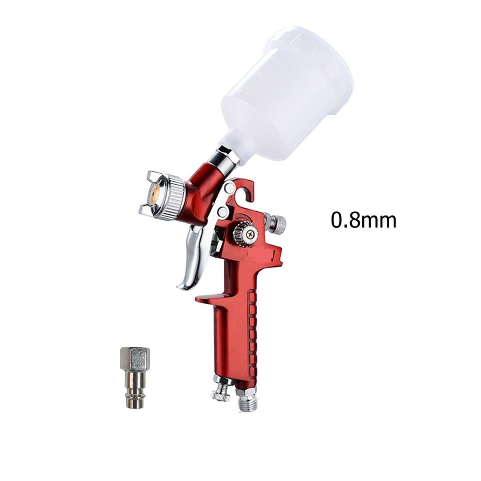Pistolet lakierniczy， Aerograf 0,8 mm/1,0 mm Mini aerograf Farba Aerograf do Malowania Samochodów Ściennych Dekoracja Paznokci Tort Malowanie(0.8mm Red)