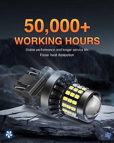 Luyed 2 X 1200 Lumens Extremely Bright 3157 2015 57-Ex Chipsets 3056 3156 3057 3157 Led Bulbs With Projector For Back Up Reverse Lights And Tail Brake Parking Lights,Xenon White(Smaller Size Design) #TOP4