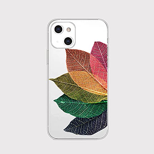 Coque iPhone 13 6,1 pouces FancyCase transparente en TPU à motif feuilles changeantes
