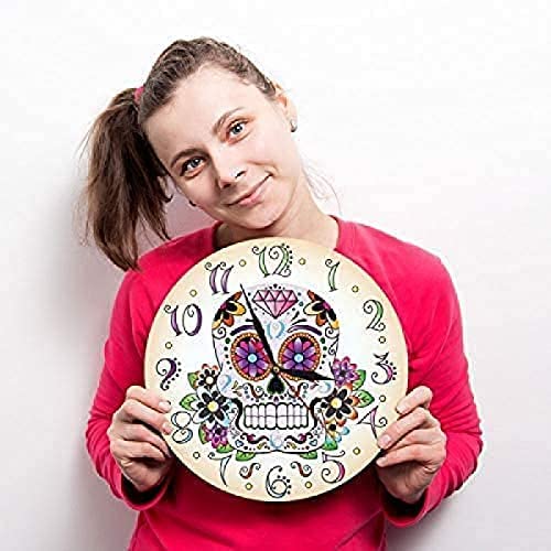 Amazon.co.jp: 死んだメキシコの花の頭蓋骨の壁時計の日壁時計ディアデ