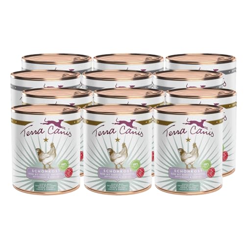 Terra Canis Huhn, Karotte & Kamille- Magen-Darm-Schonkost, 12x800g I Premium Nahrungsergänzung in 100% Lebensmittelqualität Aller Rohstoffe I Allergenarm, Getreide - & glutenfrei