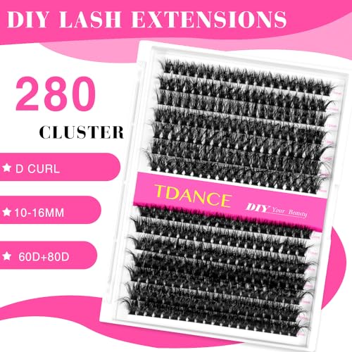 Fluffy-Eyelash-Extensions-Kit-With-280pcs-Thick-Cluster-Lashes60D-80D-Individual-Lashes-Lash-Bond-Seal-Glue-Applicator-for-BeginnersKit-Fluffy-60D80D-280PCS
