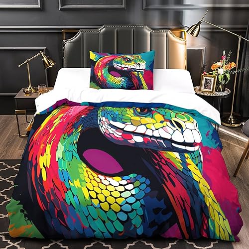 Housse de couette serpent 135x200 anti-glissement grâce à sa fermeture éclair intégrée - 5