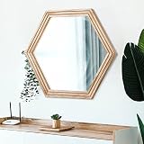 AOAOPQ Wall Mirror Frame Mirror Rustic Wood Frame Rustic Bathroom Vanity Mirror Modern Hexagon Mirro
