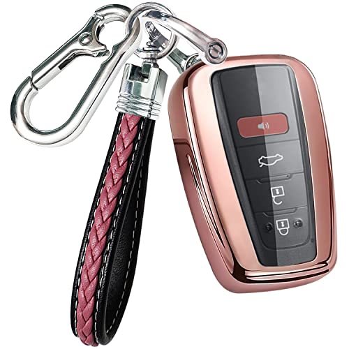 Lisuee for Toyota Key Fob Cover with Keychain Premium Soft TPU Full Protection Key Fob Case for 2018-2022 Toyota Camry RAV4 Highlander Avalon C-HR Prius Corolla GT86 Smart Key Accessories (Rose Gold) Lisuee for Toyota Key Fob Cover with Keychain Premium Soft TPU Full Protection Key Fob Case for 2018-2022 Toyota Camry RAV4 Highlander Avalon C-HR Prius Corolla GT86 Smart Key Accessories (Rose Gold)