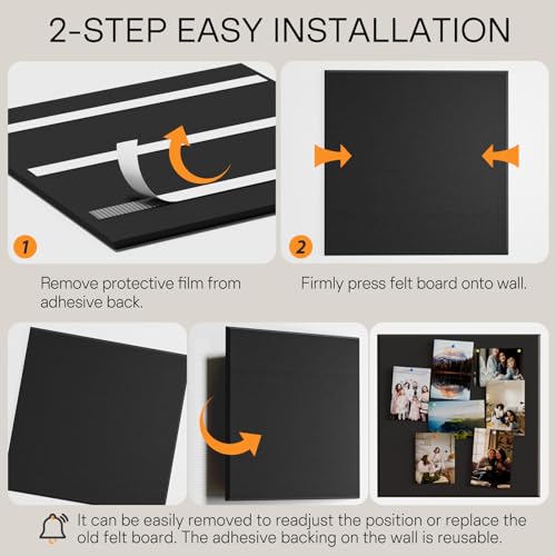 Image of MaxGear Extra Large Bulletin Board 72 inch x 48 inch, Black Felt Wall Tiles Pushpin