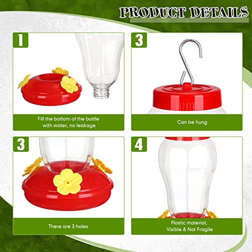 6 Pcs Hummingbird Feeder With Hanging Wires For Outdoor Hanging 16 Oz Plastic Hummingbird Feeders Bird Feeder For Outside Wild Bird Feeder With 5 Feeding Ports For Home Garden Yard, Easy Filling #TOP3