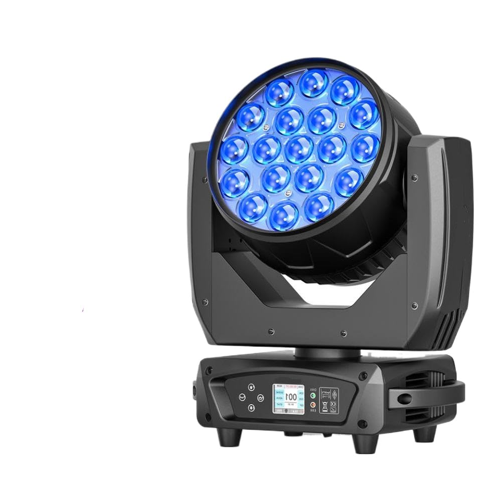 Faro a testa mobile Zoom Wash 19x15W RGBW con funzionalità Beam e Wash per palcoscenici, teatri, bar e feste