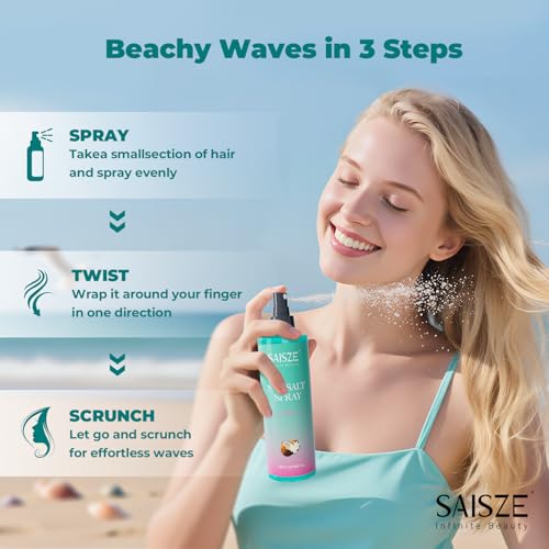 SAISZE Sea Salt Spray for Women and Men, Travel Essentials, Beach Vacation Essentials, Coconut Volumizing Salt Water Spray, Effortlessly Achieve Beach, Wavy and Curly Hair, 8.8 oz - Thumbnail 4