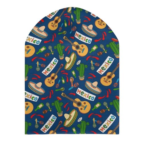 Mexican Cactus Pattern Kids Beanie Hat for for Girls Boys Children Cap Winter Knitted Chemo Cancer Headwear Accessories Gifts Decoration Black3