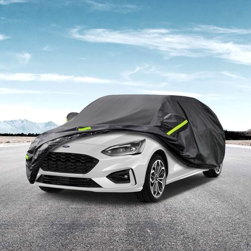 Image of Kaugung 7 Layers Car Cover Custom Fit Ford Focus Hatchback from 1999 to 2025, Waterproof All Weather Resistant Outdoor Indoor Sun Rain Dust Snow Protection.(USA Warehouse,Within 3-7 Days) Black