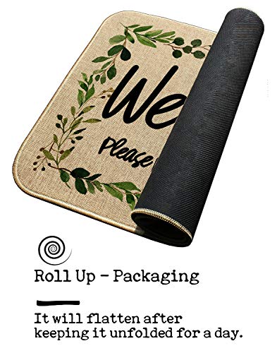 Occdesign Durable Burlap Front Door Mat Rug -Welcome Please Remove Your Shoes -Decorative Doormat for Porch Entry -27.5X17 inches - Thumbnail 4
