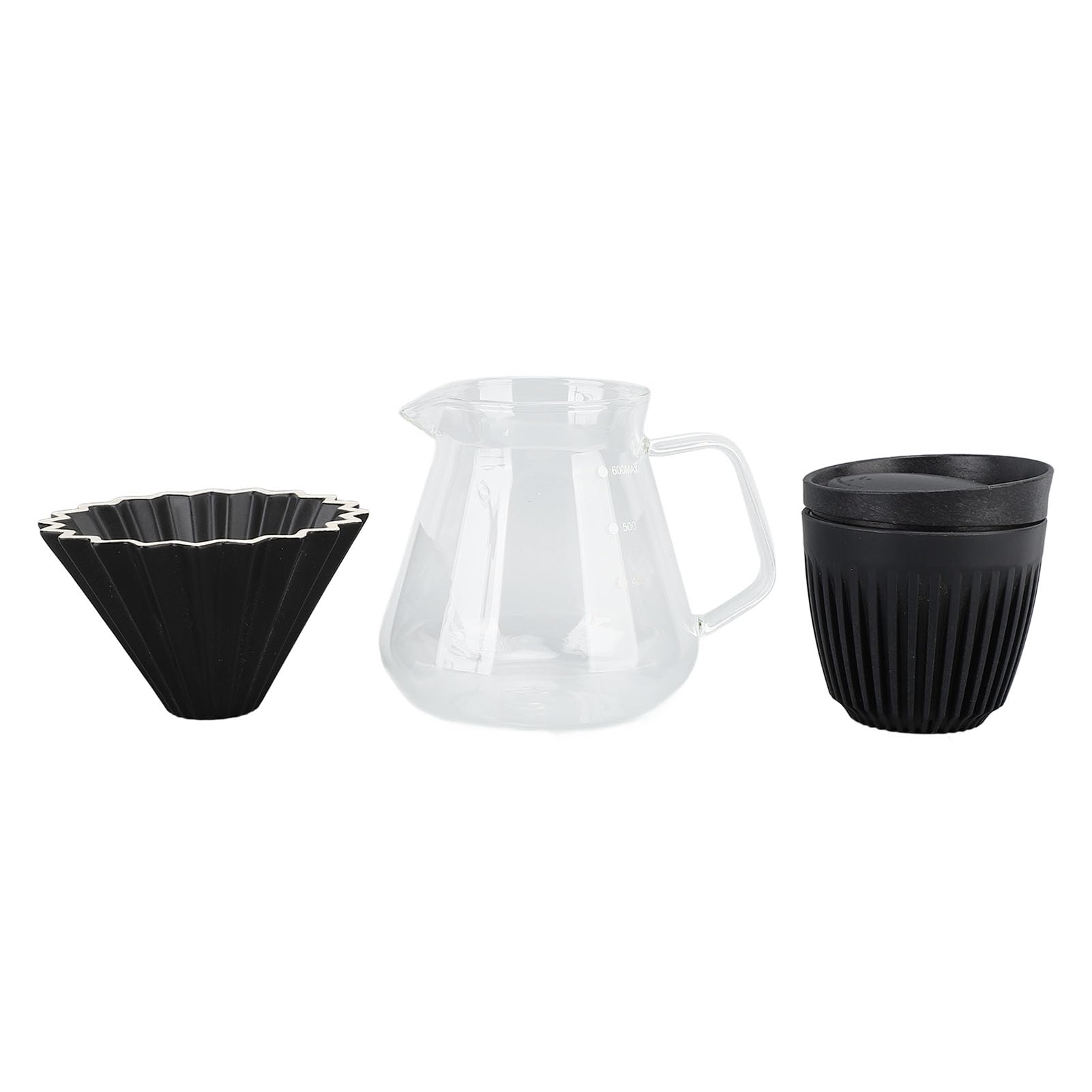 Vierta sobre el Soporte de Goteo de café Estación de Goteo de café de Fácil Limpieza de Doble Capa con Jarra de Vidrio Taza de café Taza de Filtro para Hacer café