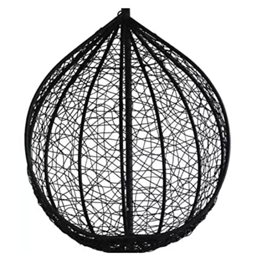 Image of Hammock Swing Chair Without Stand Hanging Swings for Indoor, Outdoor, Home, Patio, Yard, Balcony, Garden (Black Swing /Black Cushion)