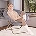 Milliard Saucer Chair For Adults, Teens & Kids, Grey, Faux Fur XL Circle Chair for Bedroom, Dorm & Gaming, Foldable Comfy Accent Seat for Small Spaces, Folding Moon / Mushroom / Round Oversized Style