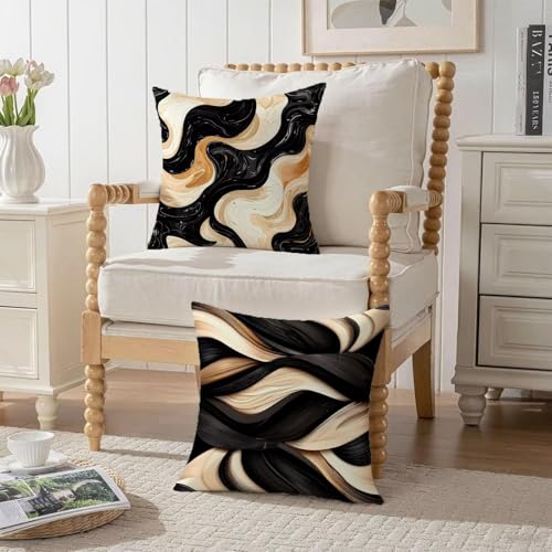 Housse coussin 80x80cm imperméable en velours noir - 4