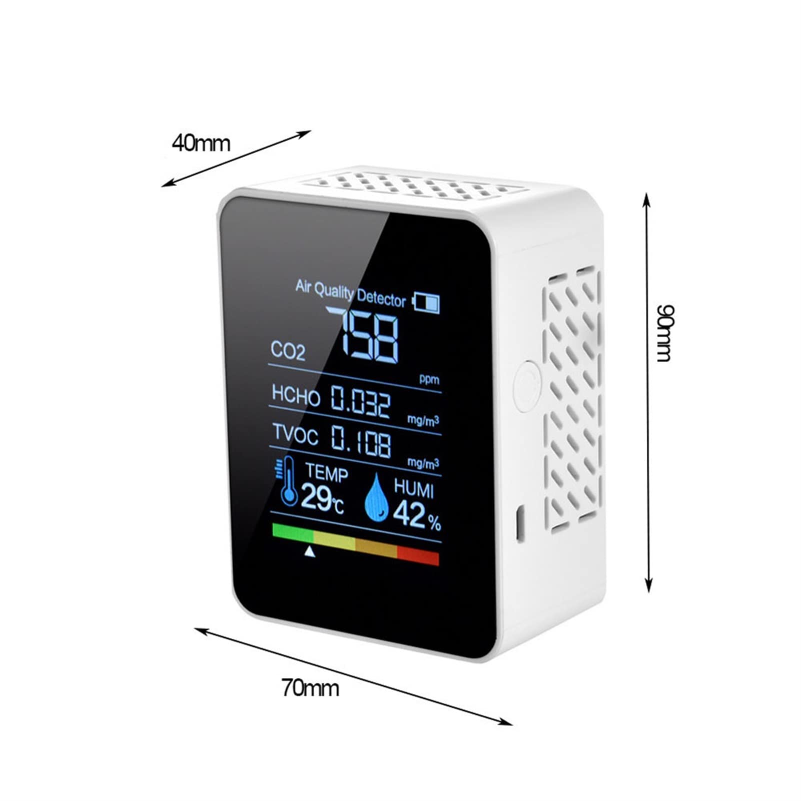 Tester ObciążEnia Akumulatora, 6w1 / 5w1 CO2 Tester Miernik dwutlenku węgla Jakość powietrza Jakość powietrza Detector monitor z akumulatorem co2 Detector,Szerszy Zakres Testowania(Black 5in1)