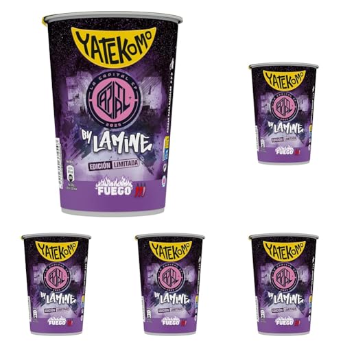 Gallina Blanca - Yatekomo Preparado Asiático Noodles Fuego Cup Xl, 81g (Paquete de 5)