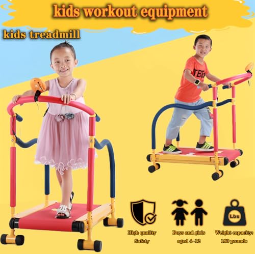 Image of Kids Treadmill for Home - Incline & Handlebars, Manual Self-Propelled Walking Pad, Indoor Workout Equipment for Children, Compact Fitness Solution for Active Kids