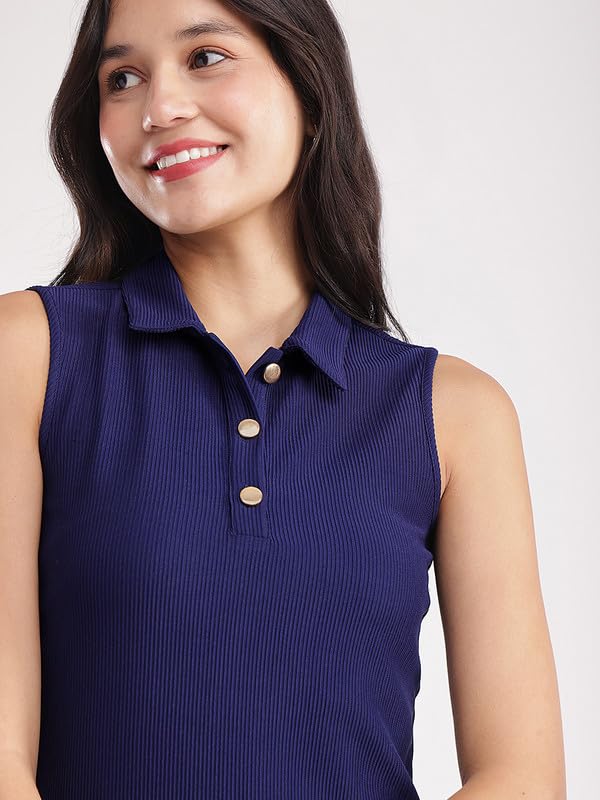 Image of FableStreet Bodycon Knitted Dress - Navy Blue