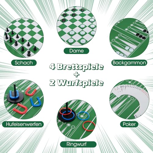 COSTWAY 12 in 1 Spieltisch, Tischspiel mit Tischfußball, Airhockey, Billard, Tischtennis, Schach, Bowling, Shuffleboard, Kombi-Tisch Aktivitätstisch für Zuhause, Büro, Bar – Bild 6