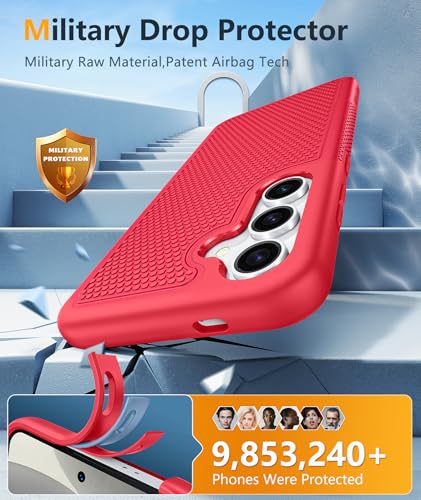 Image of FNTCASE for Samsung Galaxy S25 Case: Dual Layer Heavy Duty Cell Phone Protective Cover Shockproof Rugged with Non-Slip Textured - Military Drop Protection Bumper Tough - 2025, 6.2 inch (Red)