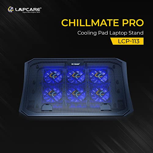 Image of Lapcare Chillmate Pro LCP113 Black | USB Power Supply | 5 Adjustable Positions | 6 Fans | 2 USB Port 2.0 for Multiple Device Usage | Heat Dissipation | Fans Speed 1800-2200Rpm