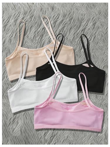 Floerns Girl's 4 Pcs Cartoon Sport Bra Seamless Padded Bralette Cami Crop Bras2