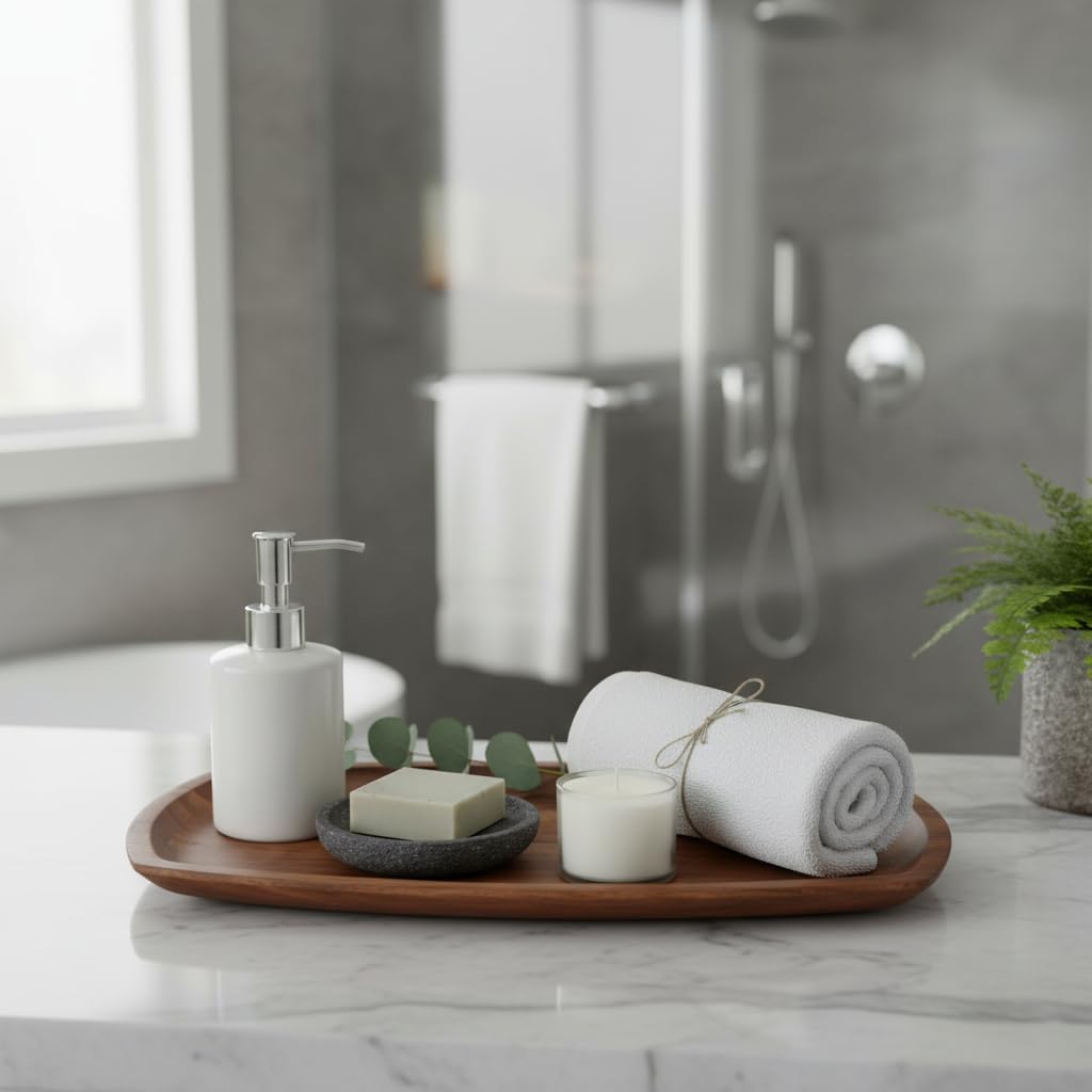 Deconox Akasya Ağacı Kayık Sunum Tepsisi (33x20 cm) | Ahşap Servis ve Kahve Tepsisi | Peynir, Şarküteri ve Dekoratif Banyo/Masaüstü Organizeri