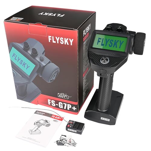 Authticar Flysky FS-G7P+ Transmitter, 2.4GHz 10CH New Upgrades FS-G7P Transmitter with FS-R11P Receiver Combo, Upgraded Memory, Foam Wheel, Lightweight, Wide-View UI, Type-C & 300m+ Range
