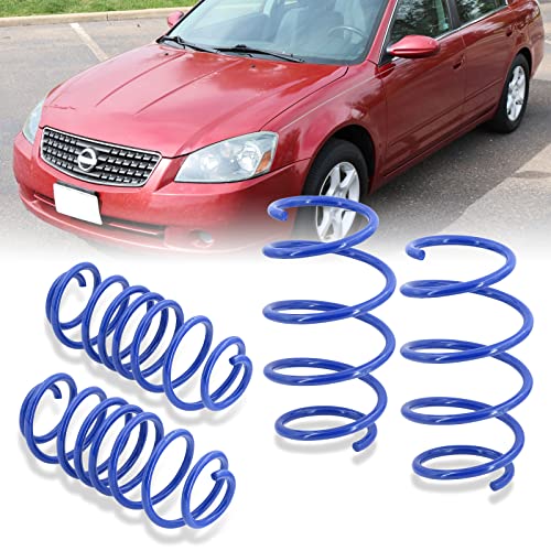 AJP Distributors 1.9" Front & 1.4" Rear Drop Lower Height Suspension Handling JDM Coil Lowering Springs Kit Blue Compatible/Replacement For Altima L31 2.5L 3.5L 2002 2003 2004 2005 2006 02 03 04 05 06