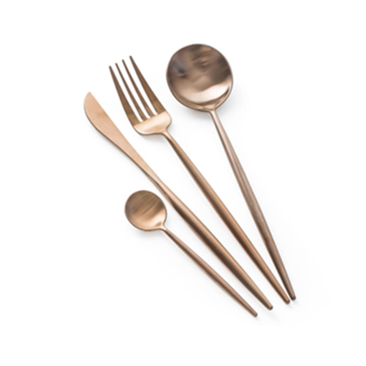 Healifty 4 Pcs Rose Gold Stainless Steel Forks Creative Mirror Polished Dinner Utensils for Elegant Dining for Western Cuisine Fruits and Cakes