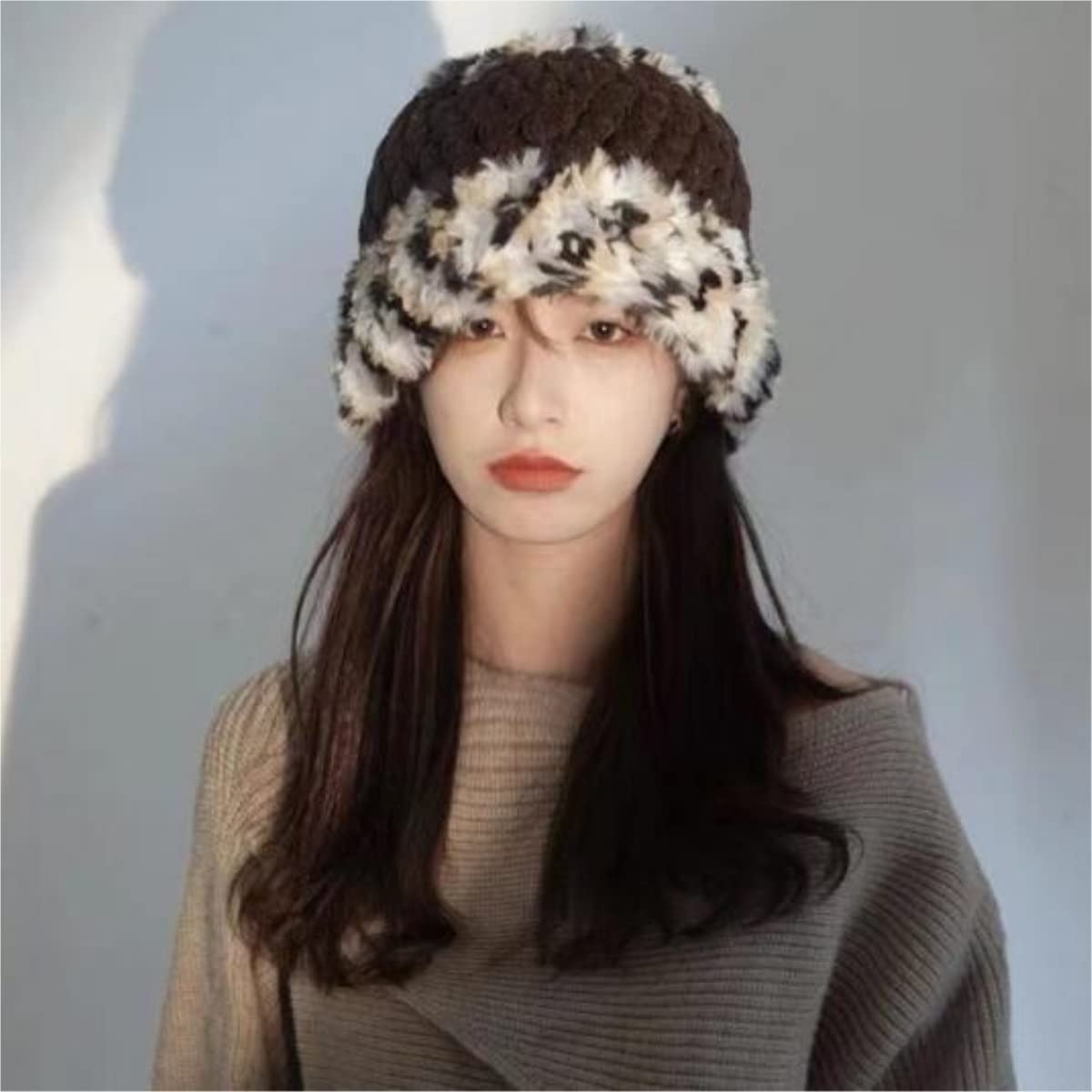 Czapka Beanie Czapka Zimowa Damska Dziewczęca Dzianinowa Czapka Robiona Na Drutach Czapka Rybaka Ciepła (jak pokazano Jeden Rozmiar)