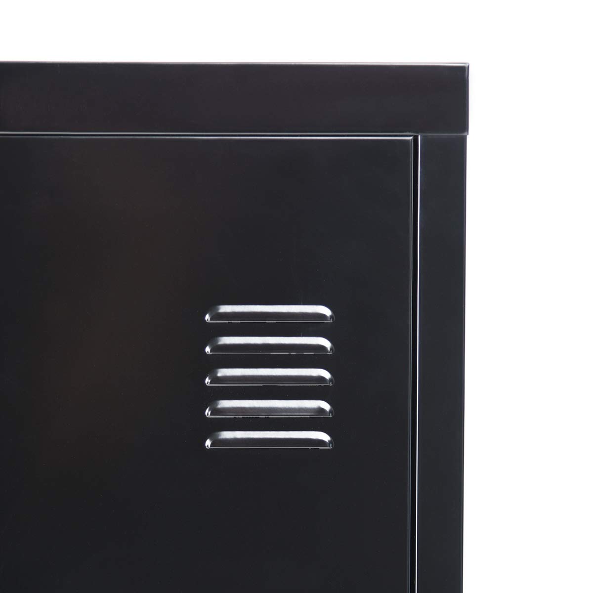 FurnitureR Raccoglitore stile industriale armadio portaoggetti con chiave, armadio chiudibile, mobili da ufficio, 38,2 x 38,2 x 137,3 cm, nero