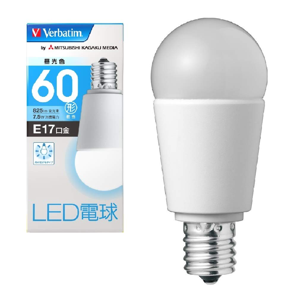 Amazon.co.jp: Verbatim バーベイタム LED電球 E17 60W形相当 昼光色