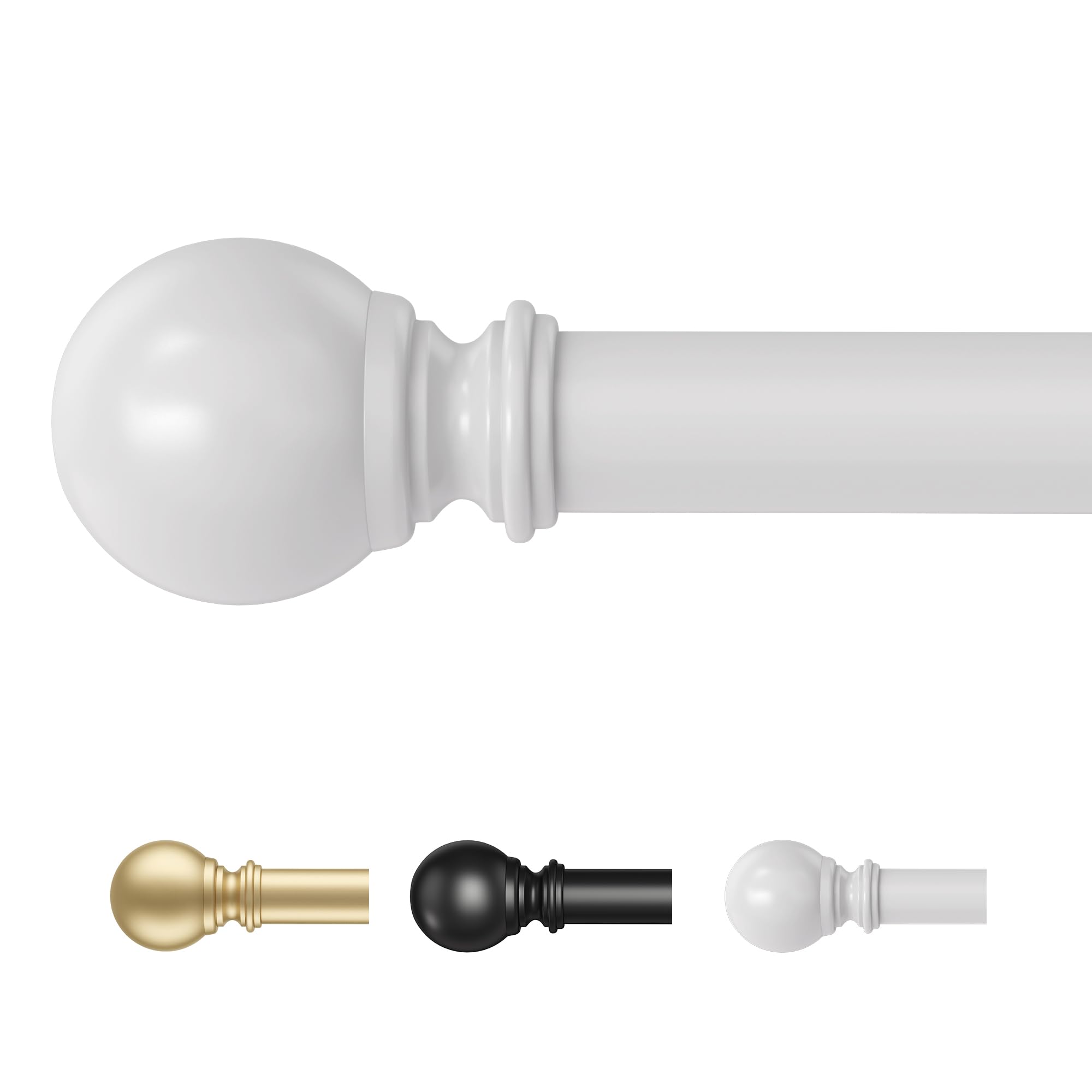 Time Forest White Curtain Poles 76 To 305Cm, 16Mm Diameter Thin Curtain Pole For Light And Medium Weight Curtains Metal Adjustable Curtain Rod For Eyelet Curtains For Windows Door