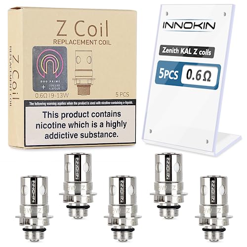 Innokin Z Coils, KAL 0.6ohm, Zenith Coil Works with All Zenith Tanks, Adept Zlide, CoolFire Z60, CoolFire Z50, Mini Zenith D22, No Nicotine, No Eliquid - Pack of 5