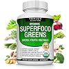 Organic Super Greens Capsules Superfood Fruit Veggie Supplement - 28 Powerful Natural Ingredients with Alfalfa, Beet Root, Tart Cherry & Ginger for Immune & Energy Support, for Men Women, 60 Tablets