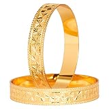Bodha SJ_3295 Lot de 2 bracelets traditionnels indiens plaqués or 24 carats pour femme, Métal, Non connu