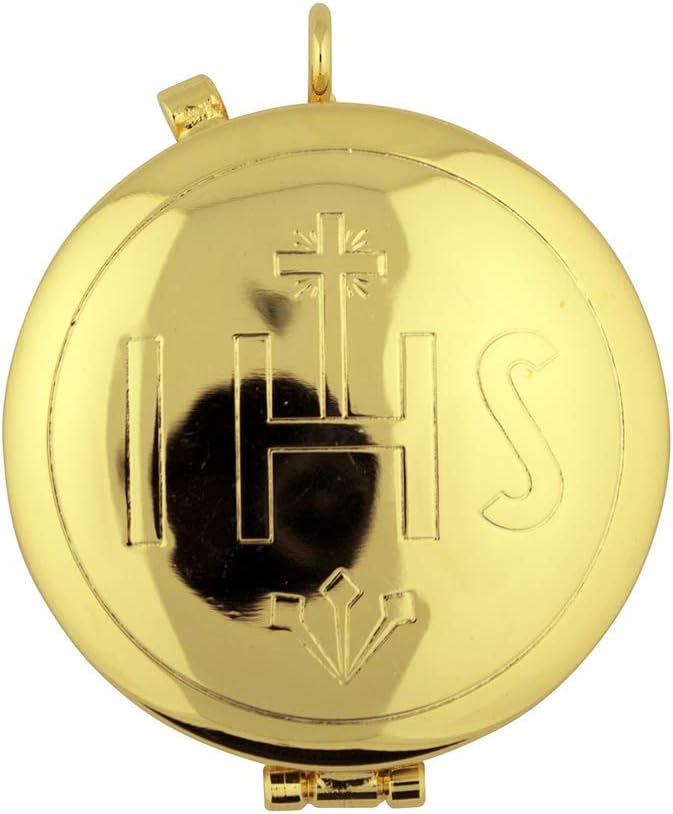 Communion PYX | 2 Sizes and 20+ Styles Made in Italy (IHS - Goldtone 1, Large - 2.5")