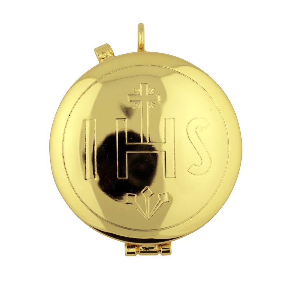 Communion PYX | 2 Sizes and 20+ Styles Made in Italy (IHS - Goldtone 1, Large - 2.5")