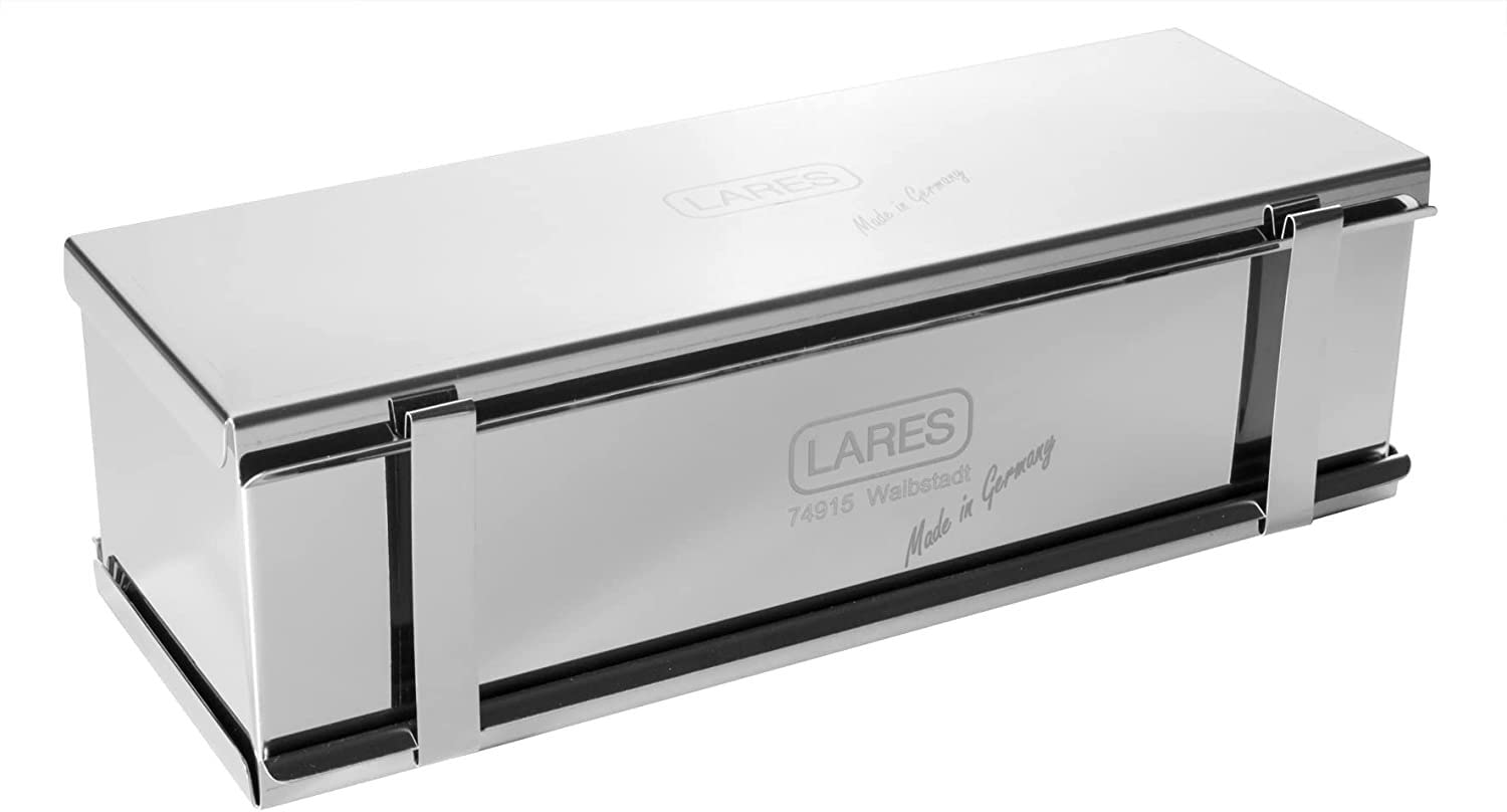 Lares Toastbrotform Edelstahl mit Teiler 30x10x9 cm – Für Toast, Vollkornbrot, Früchtebrot, Kuchen –– Spülmaschinenfest – Made in Germany