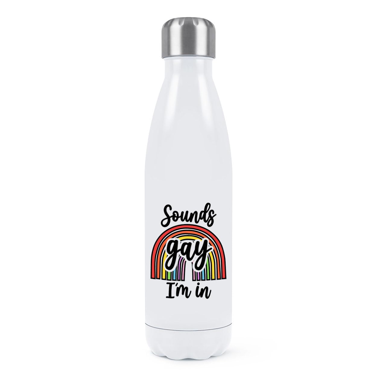 Sounds Gay I'm in Double Wall Water Bottle Insulated Stainless Steel Sports Drinks 500ml White