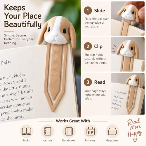 Image of 3 Pack Cute Rabbit Bookmarks Set for Readers & Gifting | Bunny Page Marker