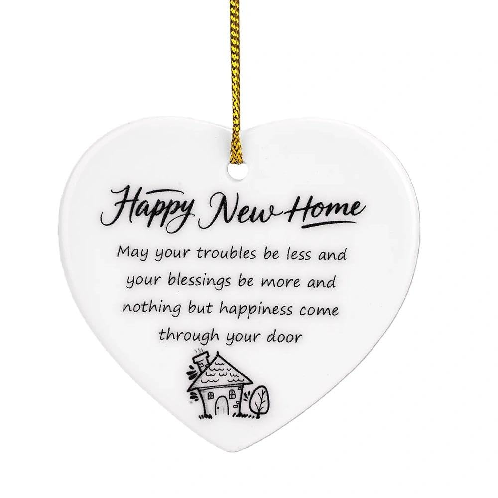 Housewarming Gifts New Home Ornament Round Ceramic Decoration with Black Box, New Home Gifts Ideas for Couples, Friends, Neighbours Stylish Moving In Décor