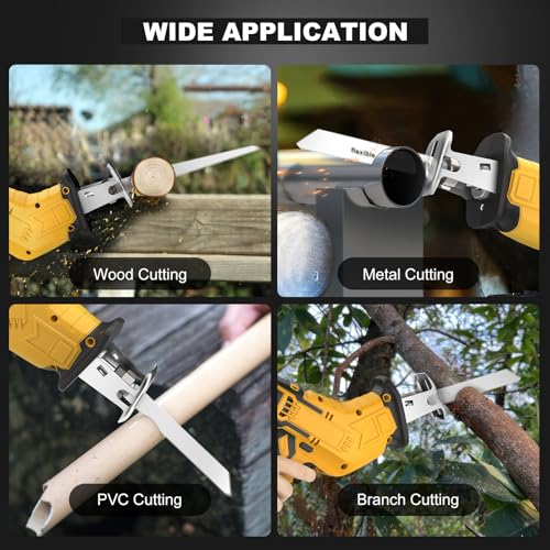 Image of Cordless Reciprocating Saw for Dewalt 20V Battery, 150W Power Brush Reciprocating Saws, 0-3500 SPM Variable Speed, 4 Saw Blades Kit Cutting Tool for Wood Metal PVC (Battery Not Included)