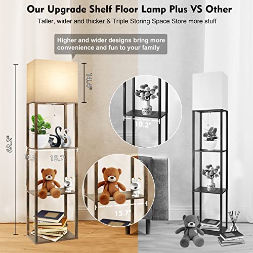 Runtop Plus - Floor Lamp With Shelves, Shelf Lamp With 15W Led Bulb, 3 Colors, Memory Function, Wide Display Shelf For Collectibles Storge, Shelf Floor Lamps For Living Room, Standing Lamp For Bedroom #TOP7