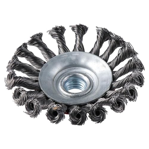 Image of 4 Inch Twist Knotted Wire Wheel Brush,Twisted Wheel Wire Brush,Wire Wheel Cup Brush Set for Tasks Such As Grinding, Polishing, and Rust Removal