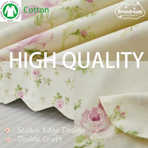 Image of Brandream Scallop Edge Cotton Crib Skirt, Baby Boy Girl Gender Neutral Crib Skirt Toddler Bedskirt Farmhouse Chic Nursery Crib Bed Skirt, Boho Bohemian Toile Floral