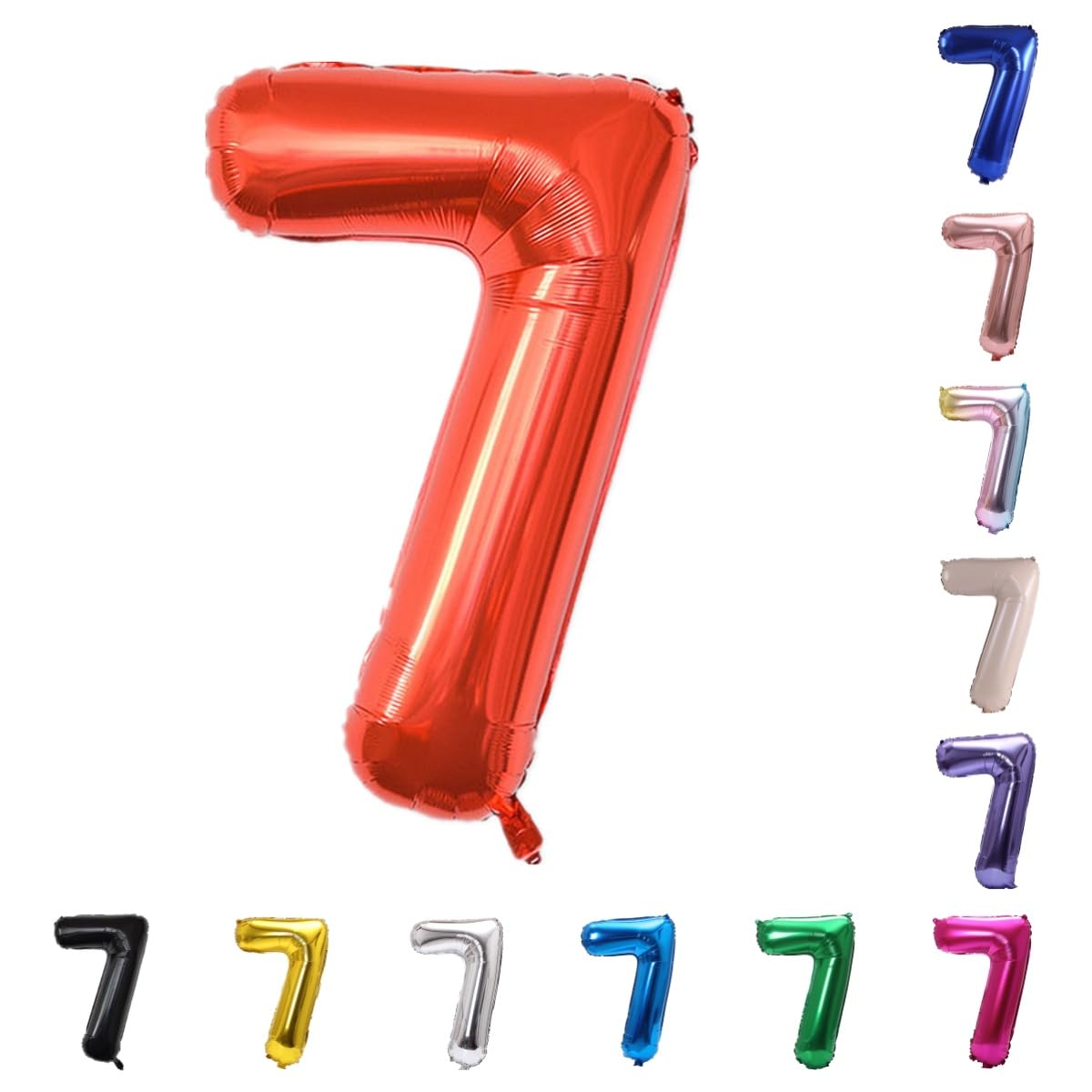 YPSelected 32 Inch Large Foil Helium Number Balloon Birthday Wedding Party 0-9 (Red, 7)